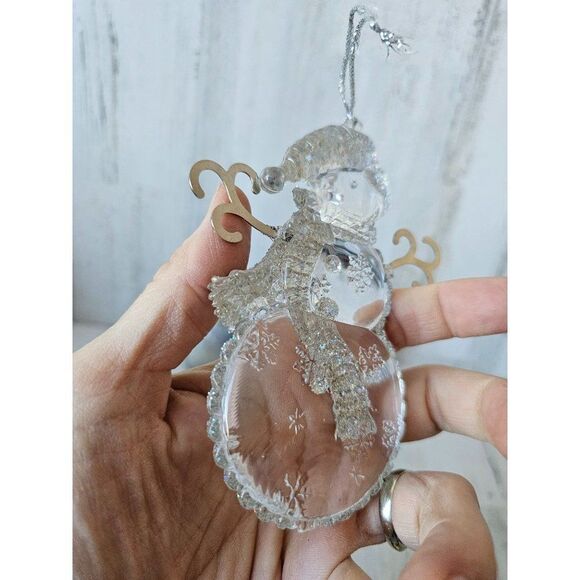 Glitter heart snowman star ornament Xmas tree - Picture 3 of 14